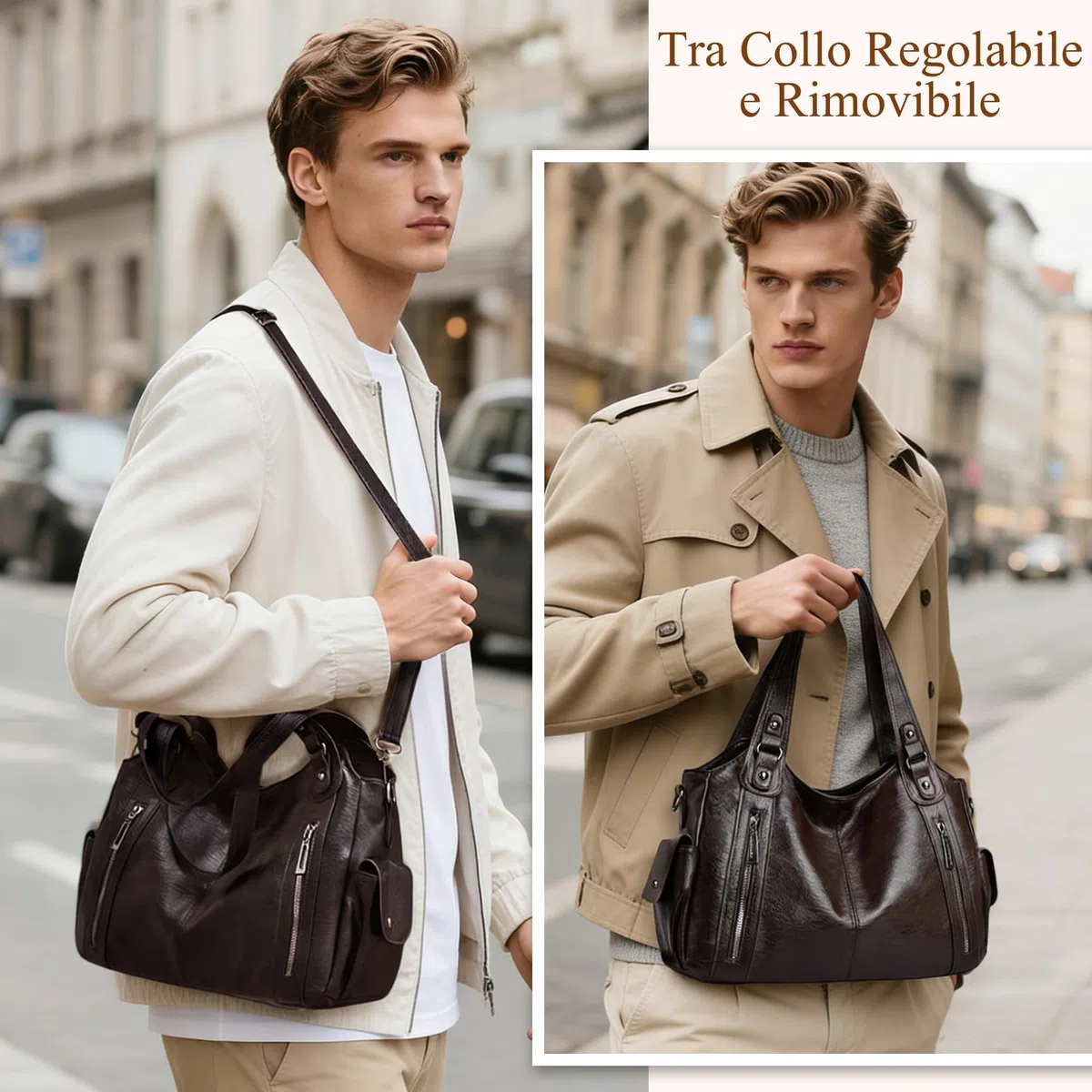 Borsa Donna PU Elegante e Versatile, Capiente per Ufficio, Studio, Viaggi e Vita Quotidiana, Vintage Chic con Tracolla Regolabile