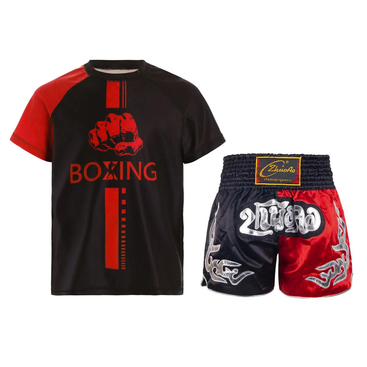 Oyolan Bambino Boxe Pantaloncini e T-Shirt Set di Boxe Combat Muay Thai MMA Kick Boxing Vestito