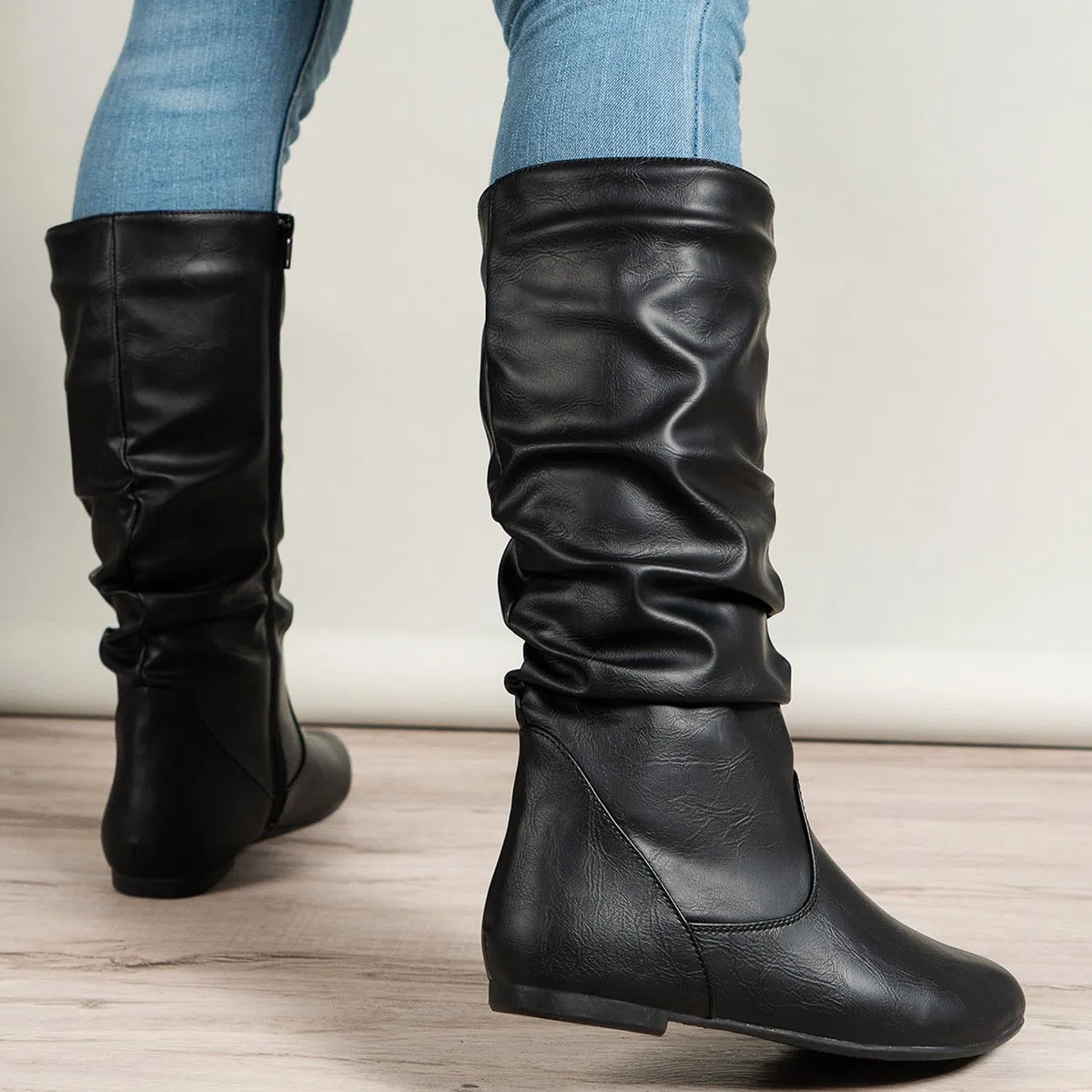 Stivali sopra Ginocchio Donna Stivale alla Caviglia Donna Stivali Donna Stivali Donna Alti Fino al Ginocchio di Jeans Stivali da Motociclista Donna con Tacco Alto Cerniera