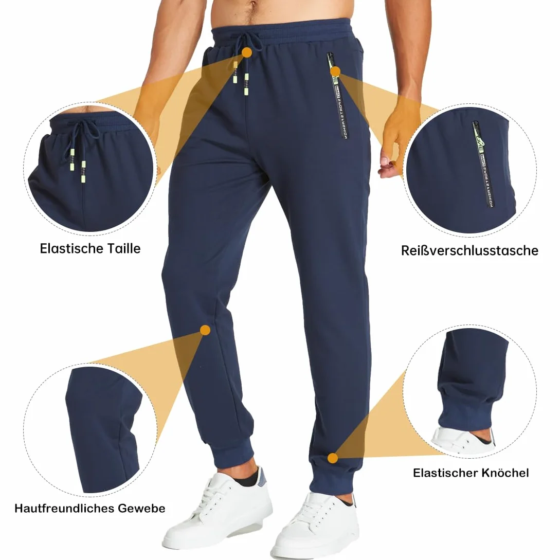 ZOXOZ Pantaloni Sportivi Uomo Cotone con Elastico in Vita con Tasche Zip