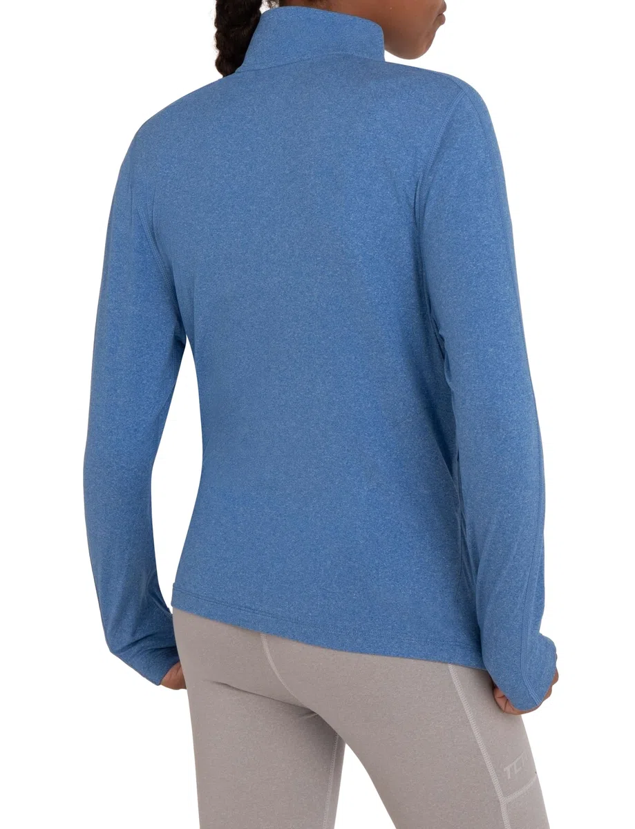 TCA Fusion Quickdry Maglia da Corsa A Manica Lunga da Bambina con Colletto e Mezza Zip