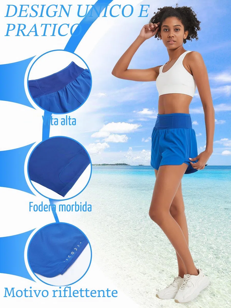Pantaloncini Running Donna 2 in 1 Pantaloncini Donna Sportivi Shorts Donna Sportivi con 5 Tasche Pantaloncini Tennis
