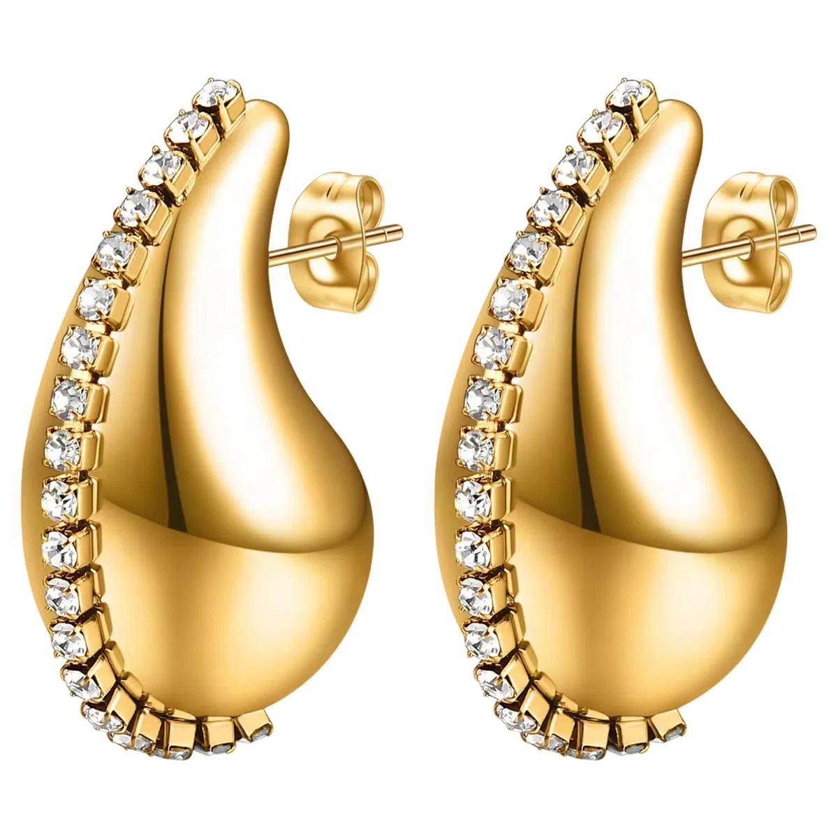 JewelryWe Orecchini Donna a Goccia d'acqua: Oro Dupes Orecchini Chunky alla Moda in Acciaio inossidabile Regalo Per Ragazza Colore Argento Oro