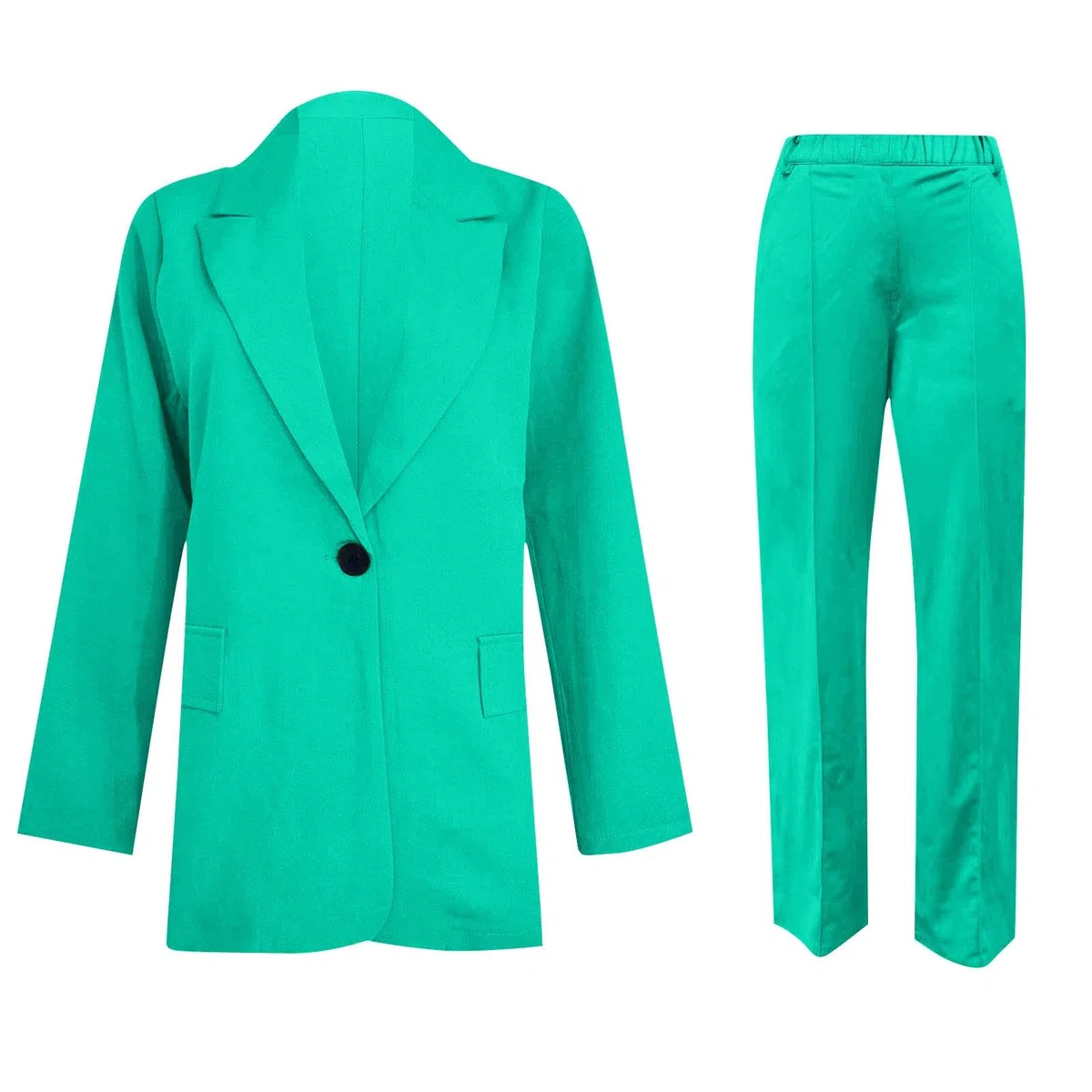 Tailleur Donna Elegante Invernale Matrimonio Blazer Ufficio Oversize Completo con Pantaloni Dritti Comunione Giacca Verde Salvia 2 Pezzi Business Suit con Risvolto per Matrimoni E Feste