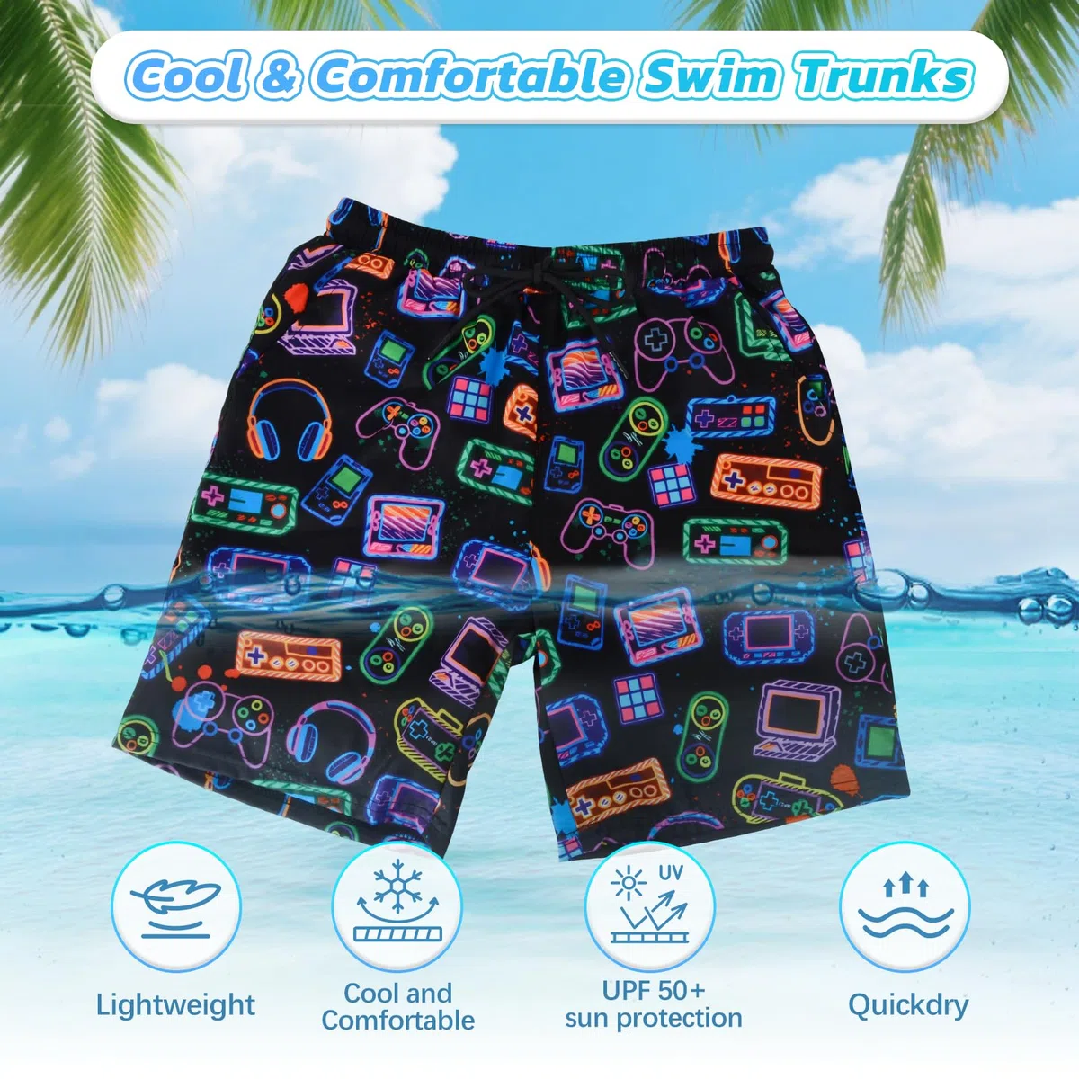 Pantaloncini da Bagno Bambino, Costume da Bagno per Surf sulla Spiaggia, Bambini a Compressione ad Asciugatura Rapida Corti per Nuoto, Surf, Immersioni, Eleganti Pantaloncini da Spiaggia