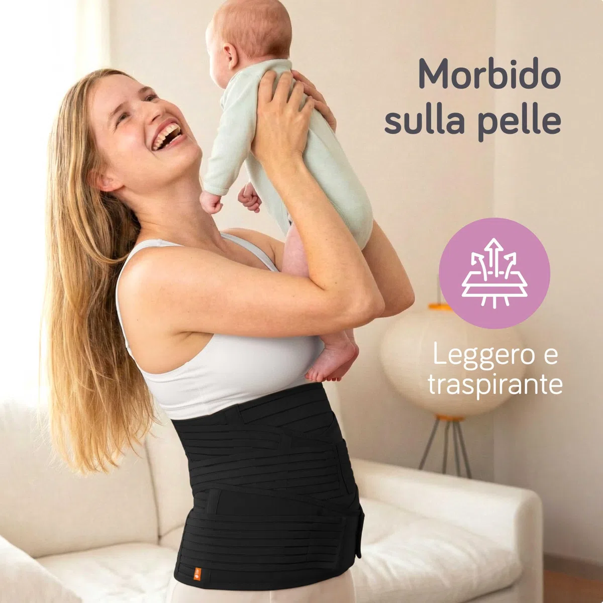 Baby Uma Fascia post parto 3-in-1 - Panciera post parto donna a triplo supporto, Fascia cesareo, Leggera & traspirante, Facile da indossare