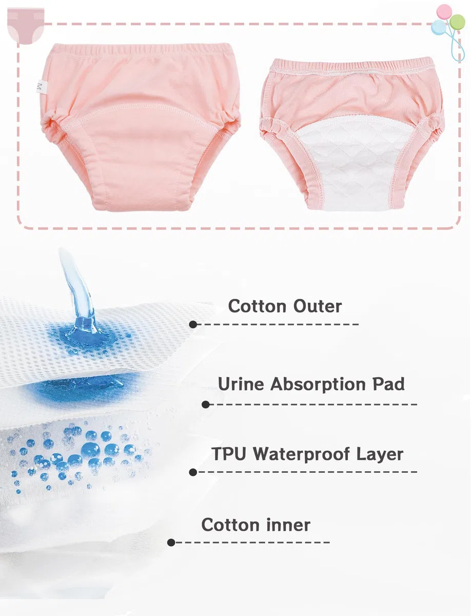 SEAUR Biancheria intima per neonata, set di 6 mutandine in cotone, per allenamento, bambino, per bambini, comode, tinta unita
