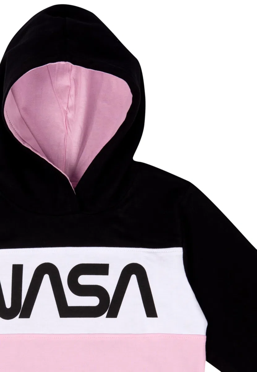 United Labels NASA - Felpa con cappuccio per bambine, con cappuccio, colore nero/rosa