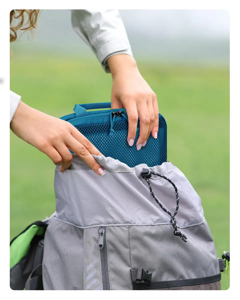 ECOHUB Compressione Organizer da Viaggio, 4 Pezzi Borsa Organizzatori per Valigie con Etichetta, Packing Cube per Borse da Viaggio Riciclate per Zaino, Verde acqua