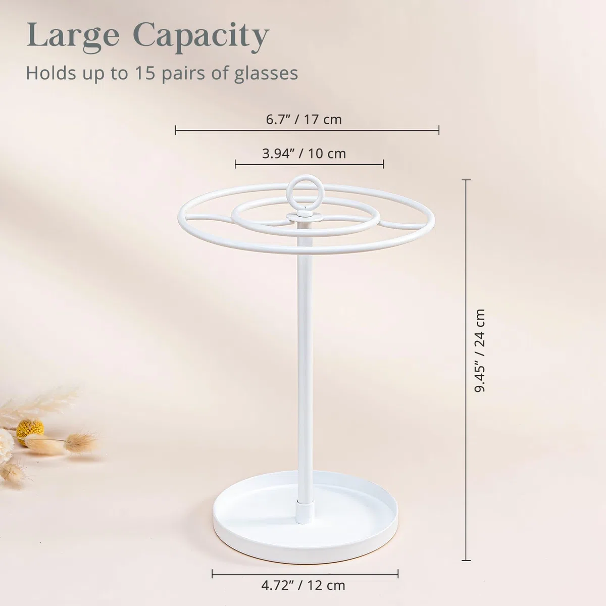 ProCase Porta Occhiali da Sole 360 Rotating, Espositore Occhiali da Sole, organizer Occhiali 20 Paia, Rack Metallo Occhiali per Dresser Tabletop Desk Camera da letto Bagno -Bianco