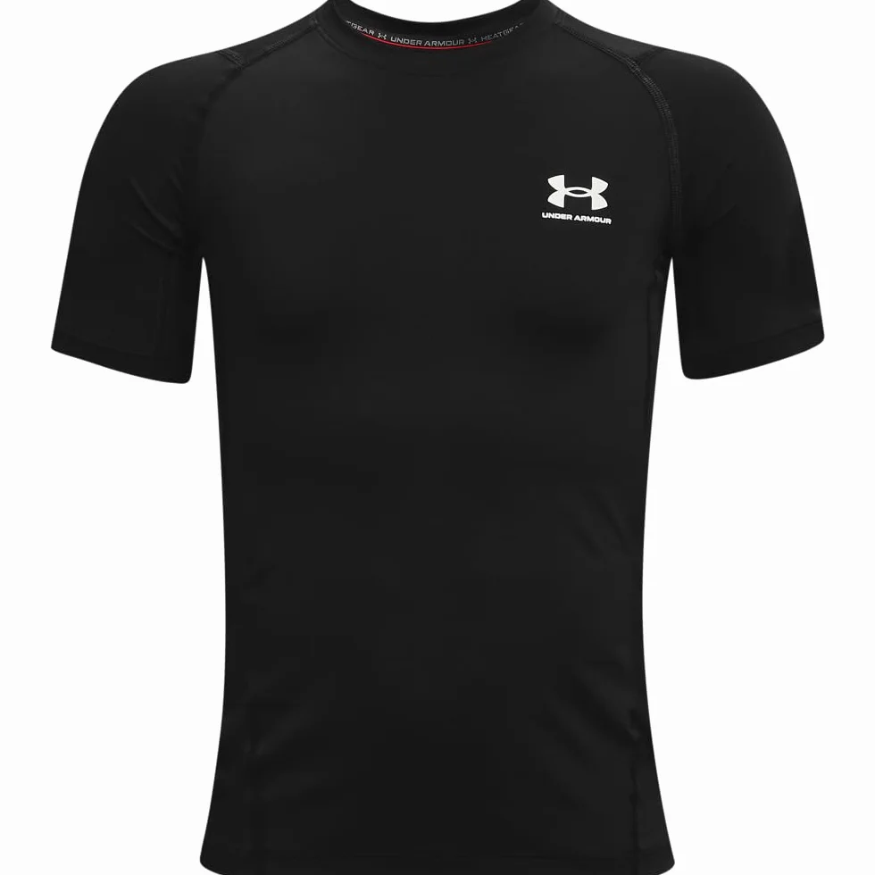 Under Armour UA HG Armour SS, T-shirt Bambini e Ragazzi, Nero, XS