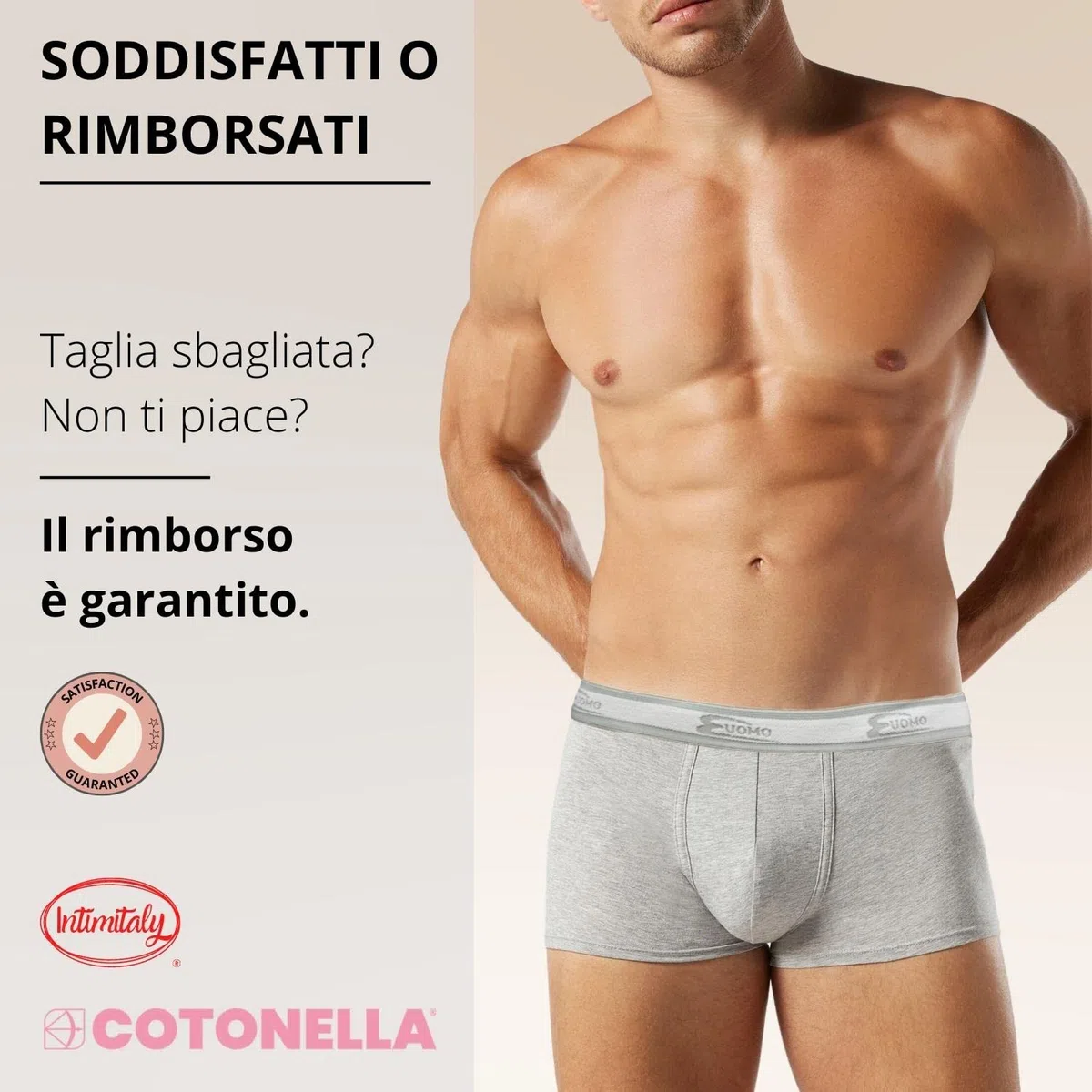 COTONELLA - Boxer Uomo Cotone Elasticizzato Pacco da 4 Bielastico Mutande Uomo Cotone Intimo Mutande Uomo Colorate alla Moda Bianchi Neri Grigio
