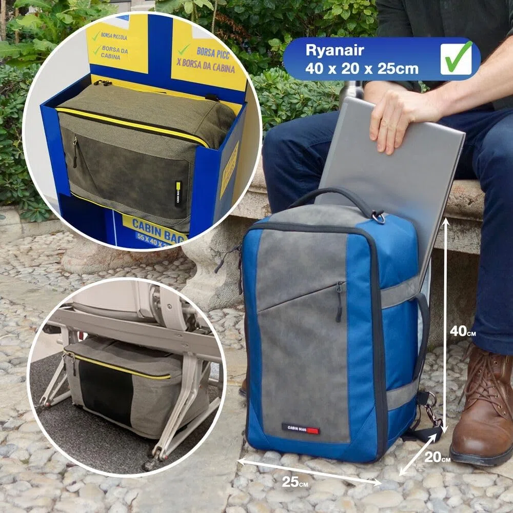 Cabin Max Zaino Viaggio, Zaino Ryanair 40x20x25, Zaini, Zaino Bagaglio a Mano 40x20x25 Ryanair, Zaino Aereo Ideale borsa per Voli Low Cost Easyjet, Wizz Air (Manhattan 20L Travel Bag)