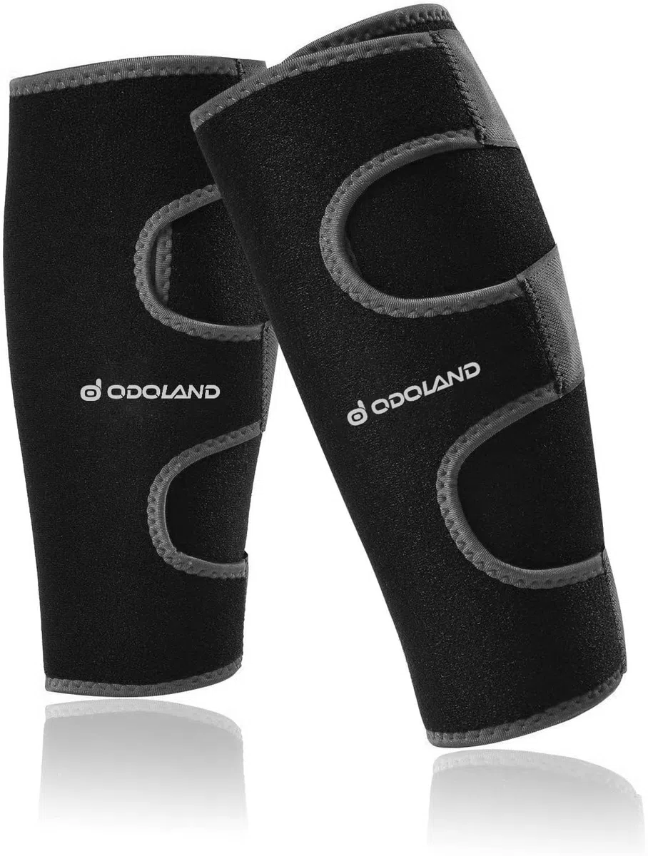 Odoland Coppia di Vitello Compressione Manica - Polpaccio Calzini di Compressione Formato Universale -Alleviare Il Dolore delle Gambe - per Correre - Aumenta la Circolazione di Sangue Nero