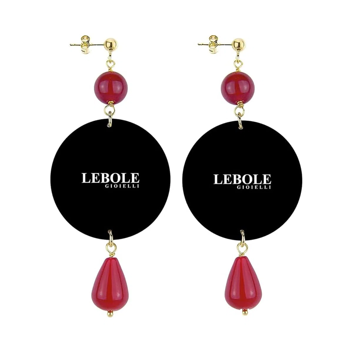 Lebole Orecchini Donna, Orecchini Donna Pendenti Eleganti e Leggeri, in Ottone Galvanizzato Oro con Pietre Naturali, Gioielli Artigianali Made in Italy, Regalo Donna dal Design Esclusivo