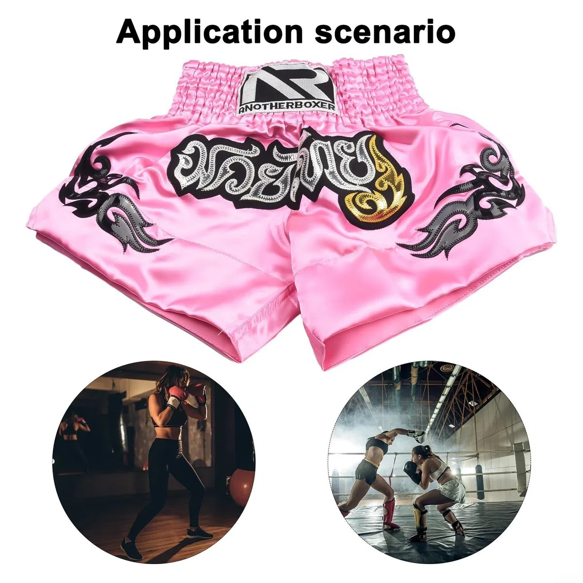 Pantaloncini da boxe con elastico in vita, unisex, per MMA e Muay Thai