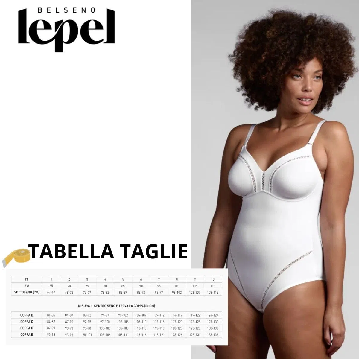 Lepel Body Contenitivo Liscio Senza Ferretto in Microfibra Elastico con Coppa C Preformata con Elegante Motivo Decorativo Dafne