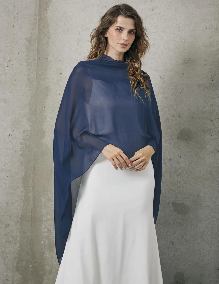 BEAUTELICATE Scialle Elegante Donna Poncho Coprispalle Chiffon Stola Cape Estivo per Sposa Damigella Cerimonia Matrimonio Abito