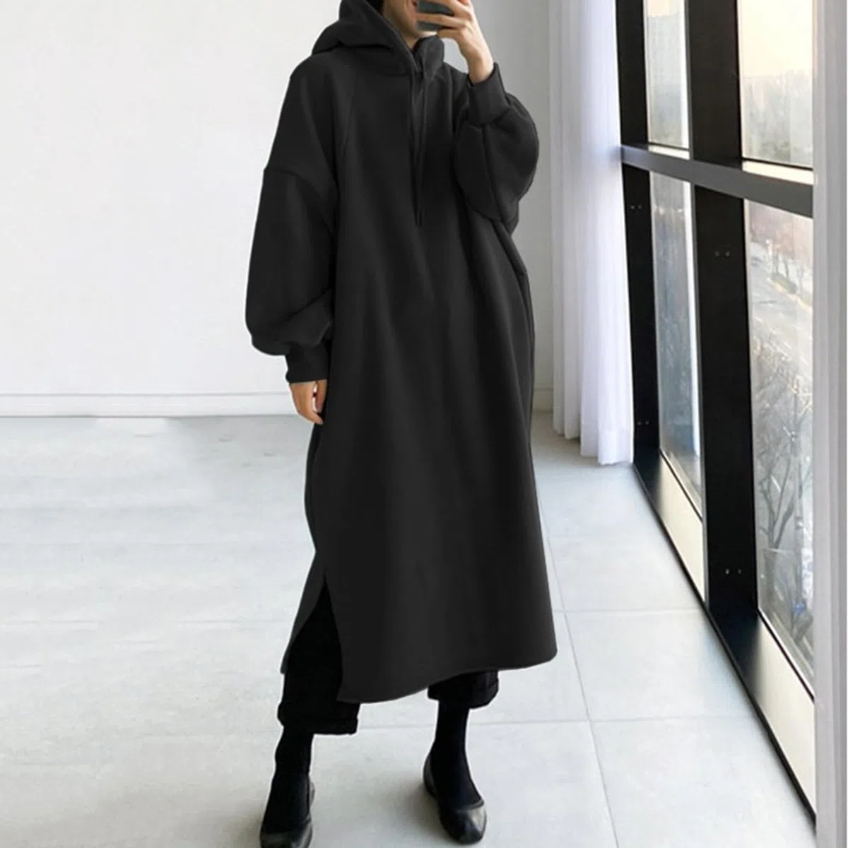 Buono Amazon Digitale Felpa Nera Donna Oversize Felpa Pile Donna con Zip E Cappuccio Felpa Donna con Zip Hoodie con Tasca Super Confortevole Felpa con Coperta TV Gigante con Cappuccio per