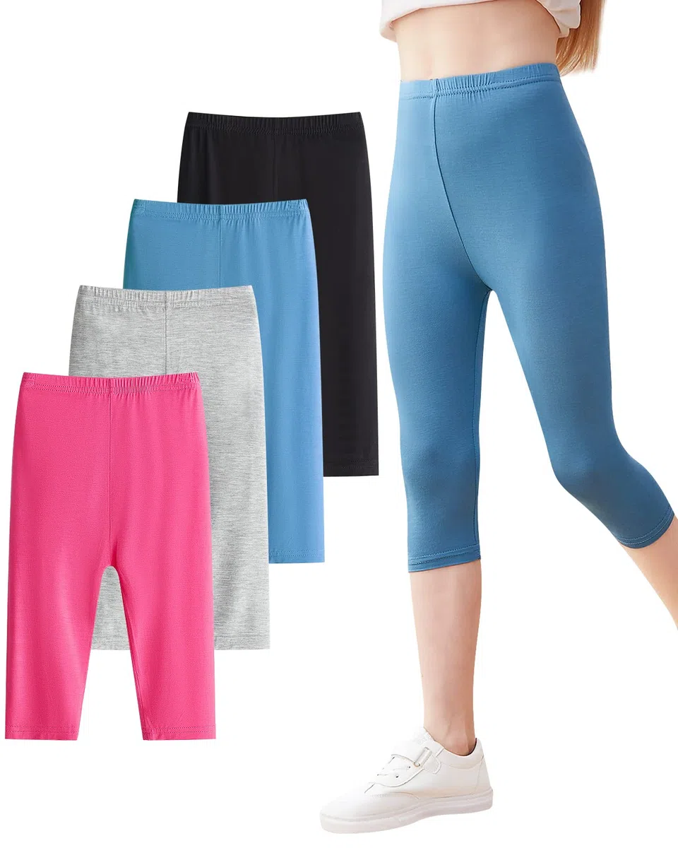 Domee Leggings 3/4 Pantaloni Corti Estivi Bambina Pacco da 4