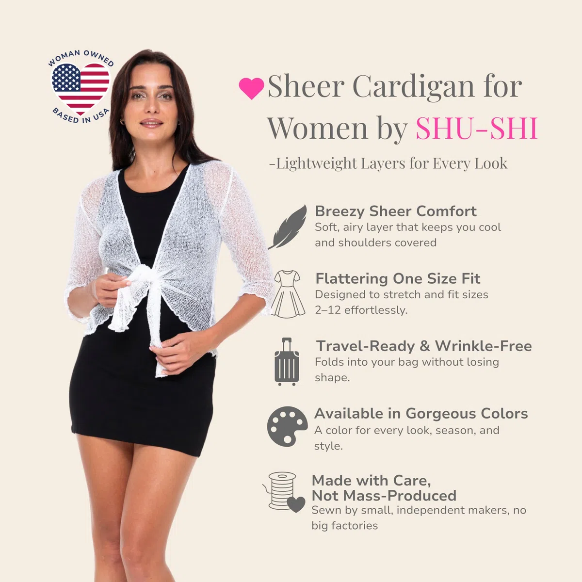 SHU-SHI - Cardigan/Coprispalle Trasparente - Effetto a Maglia - Donna