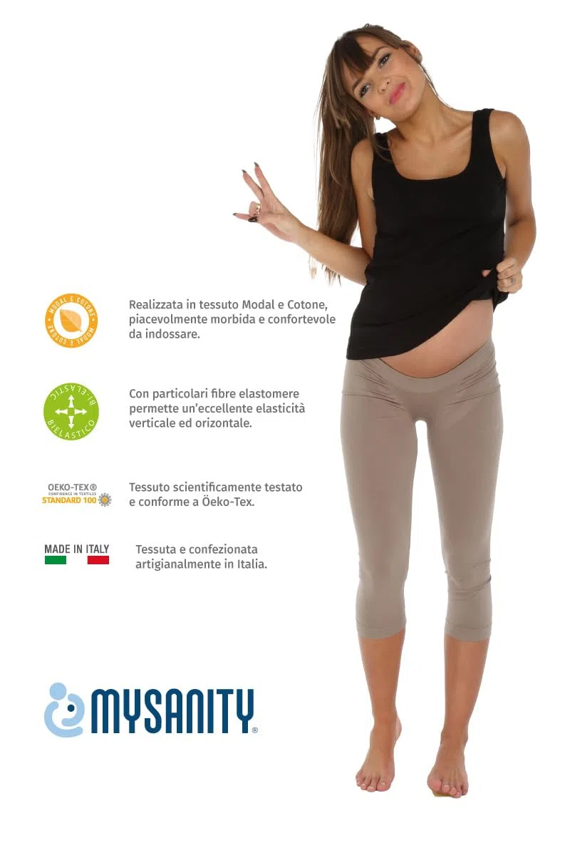 MYSANITY Leggings Gravidanza Pinocchietto, Beige
