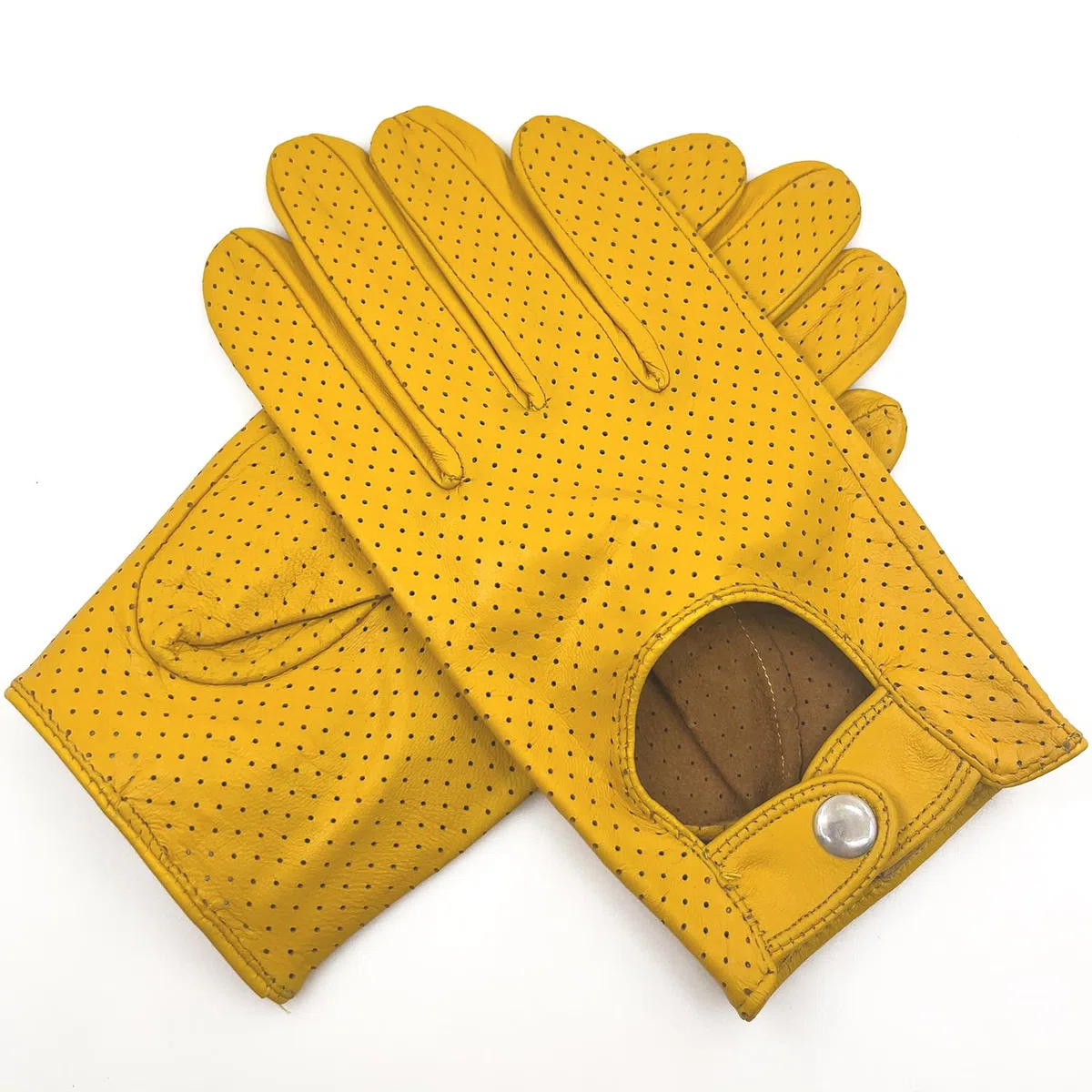 Guanti da guida in pelle di pecora 100% morbida da uomo con mesh e touch screen
