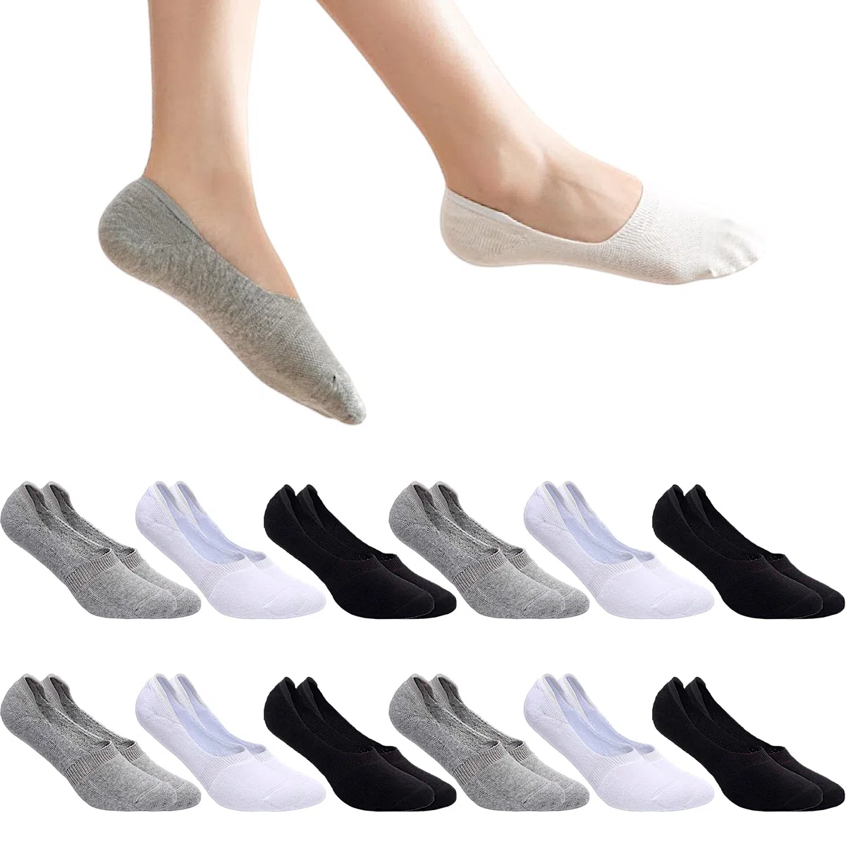 Calzini invisibili Uomo Donna Estate - 15 paia antiscivolo con silicone - 95% cotone traspirante, sottile - vestibilità perfetta, leggeri e inodori, ideali per sport, scarpe basse o casual