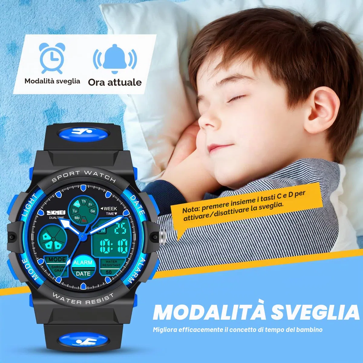 Dislocati Orologio Digitale Bambino, Orologio Sportivo Multifunzionale Impermeabile, Regali per Bambini e Ragazzi
