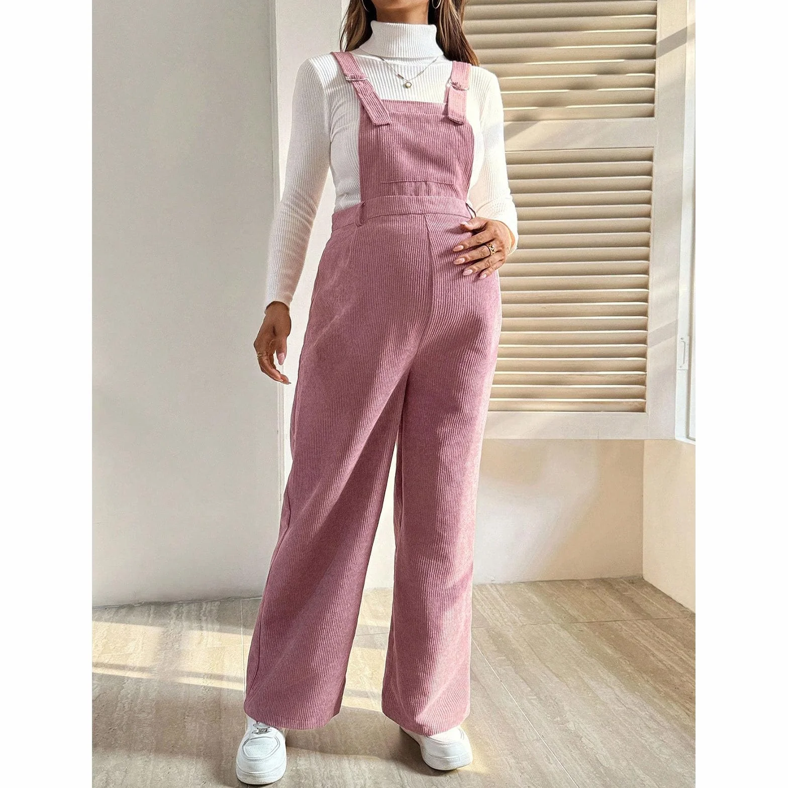 Salopette Premaman Donna Elegante Velluto Coste Moda Tuta Premaman Donna Pantaloni Larghi Lunghi Comoda Jumpsuit Playsuit Overall Gamba Larga Casual per maternità