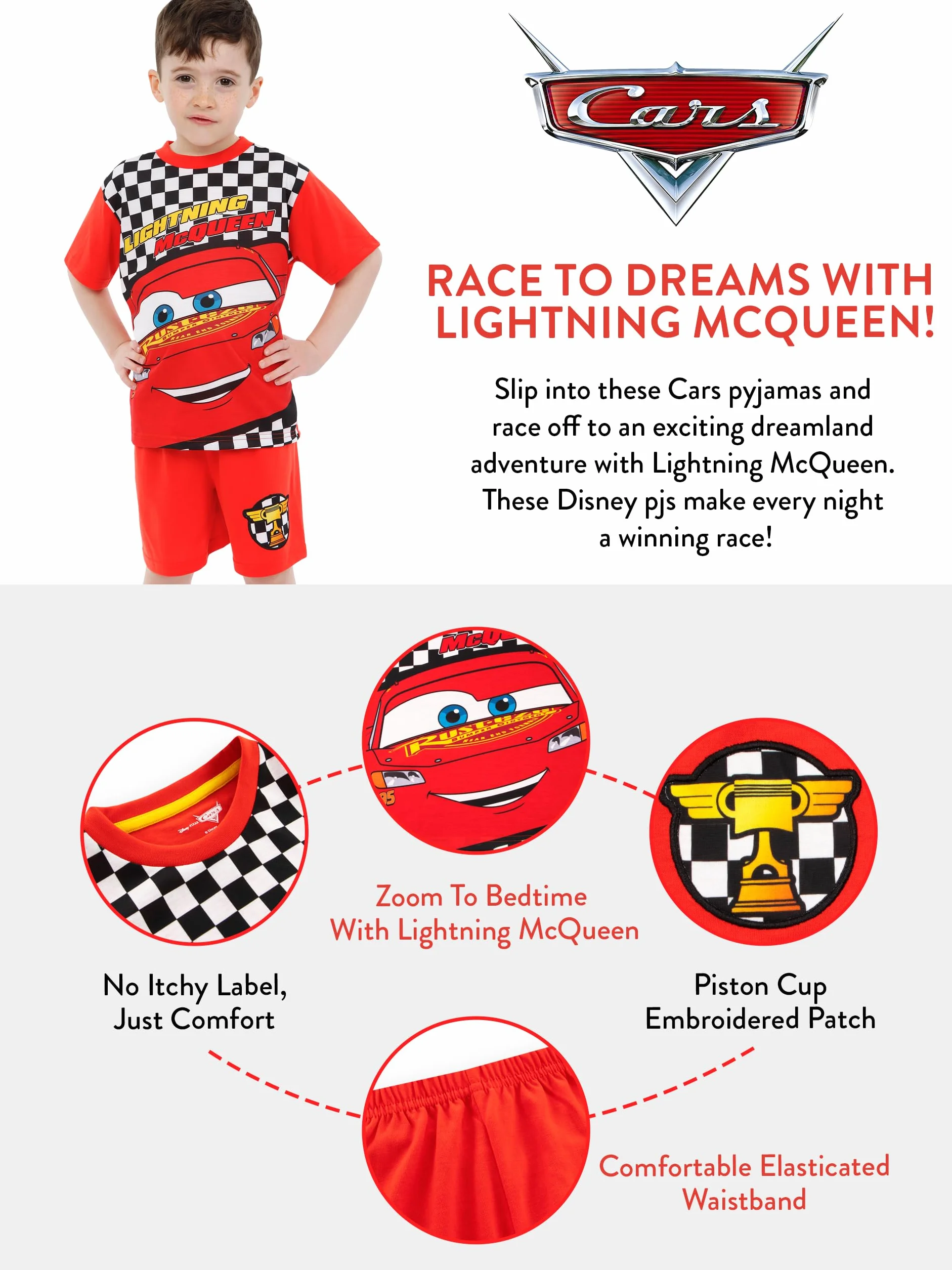 Disney Cars Pigiama Bambino | Saetta McQueen Pigiamone Ragazzo Estivo | Cars Pigiama