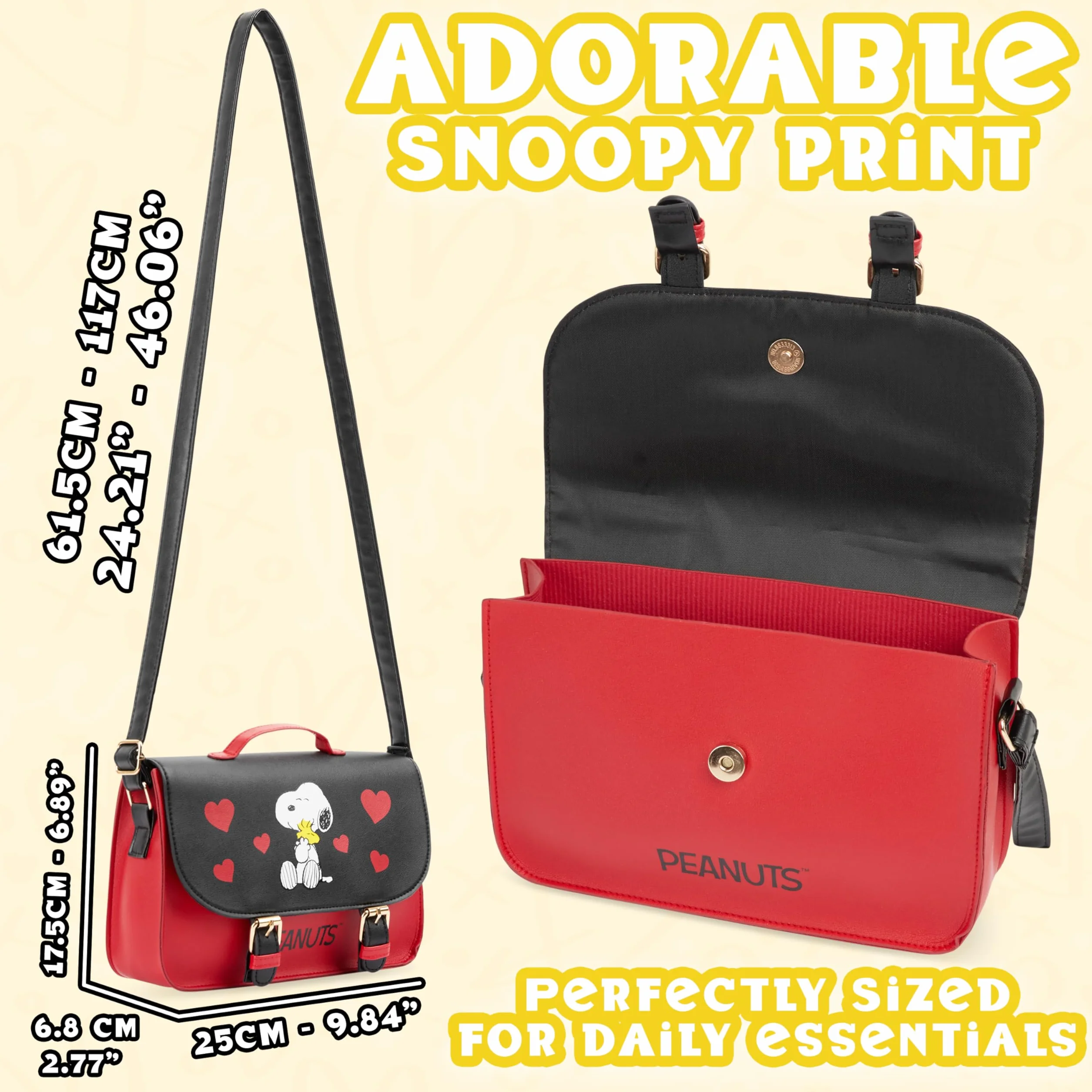 Peanuts Snoopy Tracolla Borsa Bambina Borsetta Ragazza Borsa Moda Donna, Idea Regalo per Lei