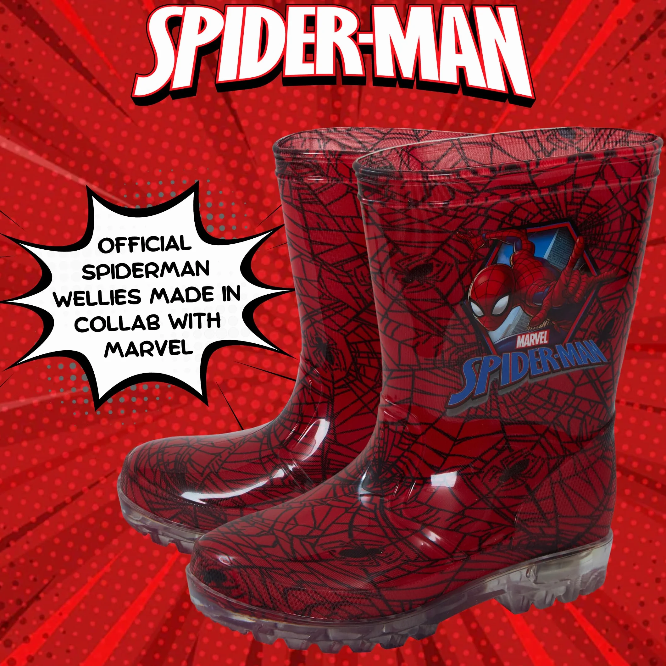 MARVEL, stivali da ragazzo con luci nel tacco, a tema Spiderman