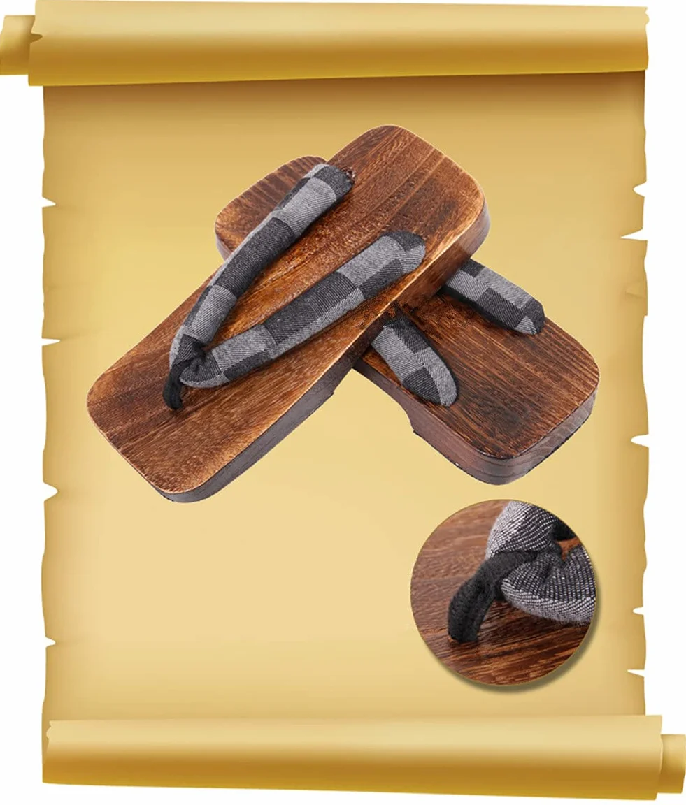 Zoccoli in Legno da Uomo, Sandali Geta Giapponesi, Pantofole Tradizionali con Suola Larga, Flip Flops