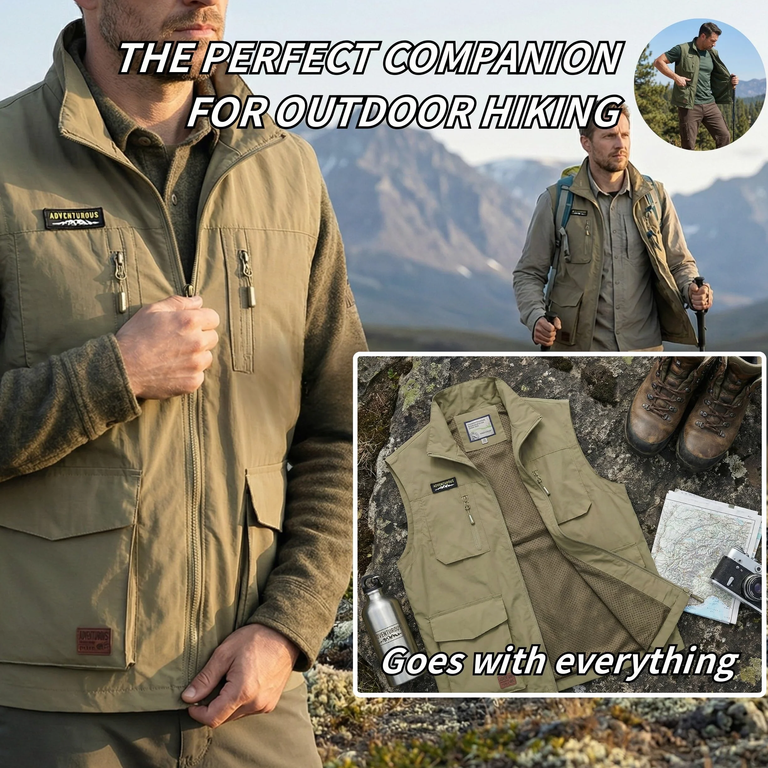 Gilet da Pesca da Uomo All'aperto Giacca Multi Tasca Senza Maniche Leggero Asciugatura rapida Giubbotto Sportivo Traspirante Senza Maniche Giacche Fotografia Campeggio Giacca Utility Gilet