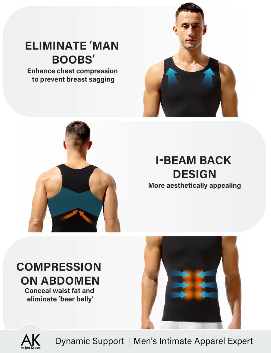 Arjen Kroos Canotte Compressione da Uomo Maglietta Contenitiva Snellente Intimo Senza Maniche Maglie Dimagrante Shapewear