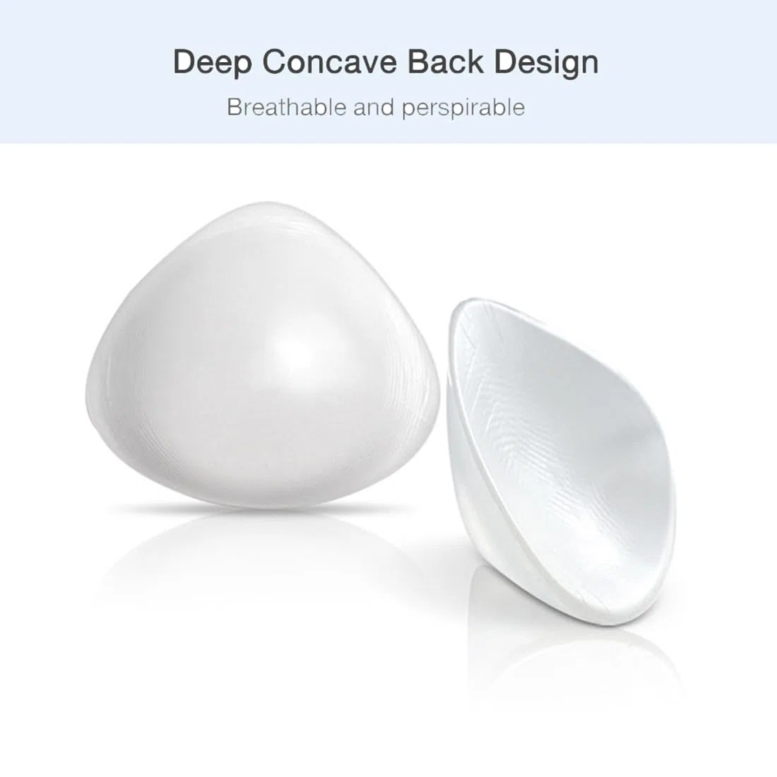 ELMIKA Inserto per reggiseno concavo in silicone, triangolare, per mastectomia, per nuoto e sorgenti termali, pezzo unico
