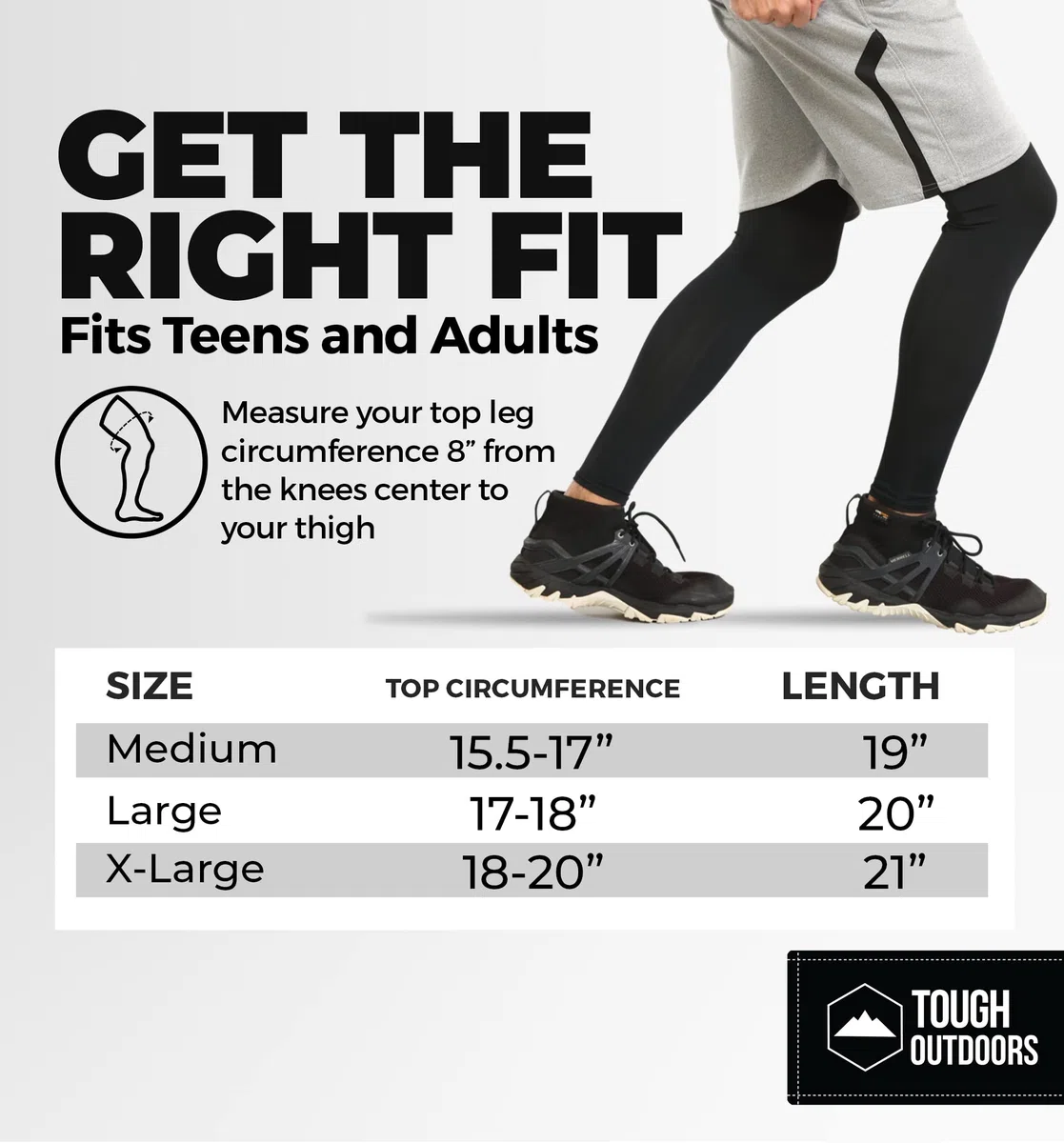 Tough Outdoors Manicotti a compressione per gambe resistenti all'aperto - Manicotto a compressione per tutto il corpo per uomo e donna, Manicotti per gambe UV - Scaldamuscoli da ciclismo