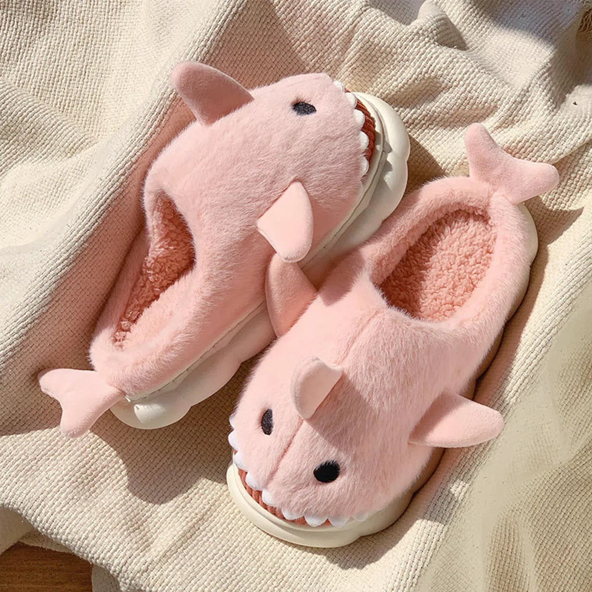 dressfan Pantofola Squalo Peluche,Carino Animale Squalo Pantofole da Casa Comode Caldo,Silenzioso Spessore Morbido Antiscivolo Memory Foam Slipper,Inverno Pantofole Divertenti per Donne & Uomo