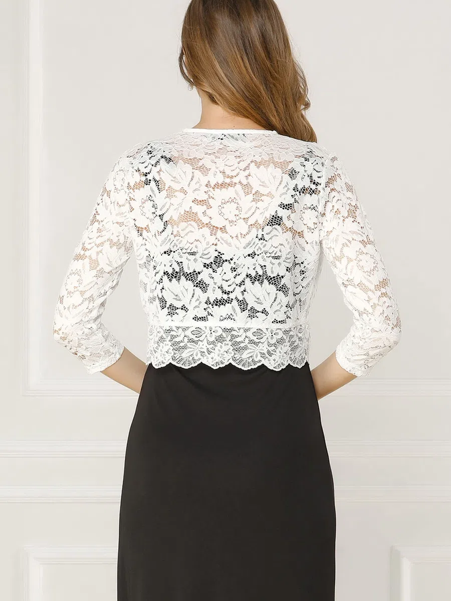Allegra K Donna Elegante 3/4 Manica Puro Floreale Laccio Shrug Top Festa di San Patrizio