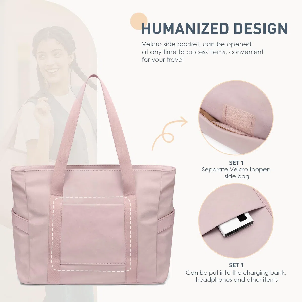 GOLF SUPAGS Borse Tote a Mano da Donna Borsa a Tracolla Multifunzionale da 14 Pollici Borsa a Mano Leggera Casual per Lavoro, Scuola, Viaggi