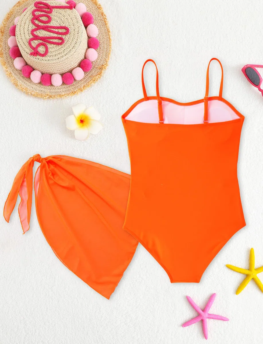 Happy Cherry Costume da Bagno 2 Pezzi Adolescente Ragazza Tuta con Copricostume Sarongs Set da Spiaggia Piscina