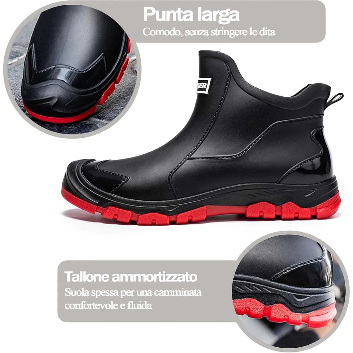 Stivali Gomma Uomo,Stivali Pioggia Donna,Morbido e Confortevole Impermeabile Antiscivolo Scarpe da Lavoro Uomo Adatto per Aree Umide in Cantieri e Giardini Piovosi 38-46EU