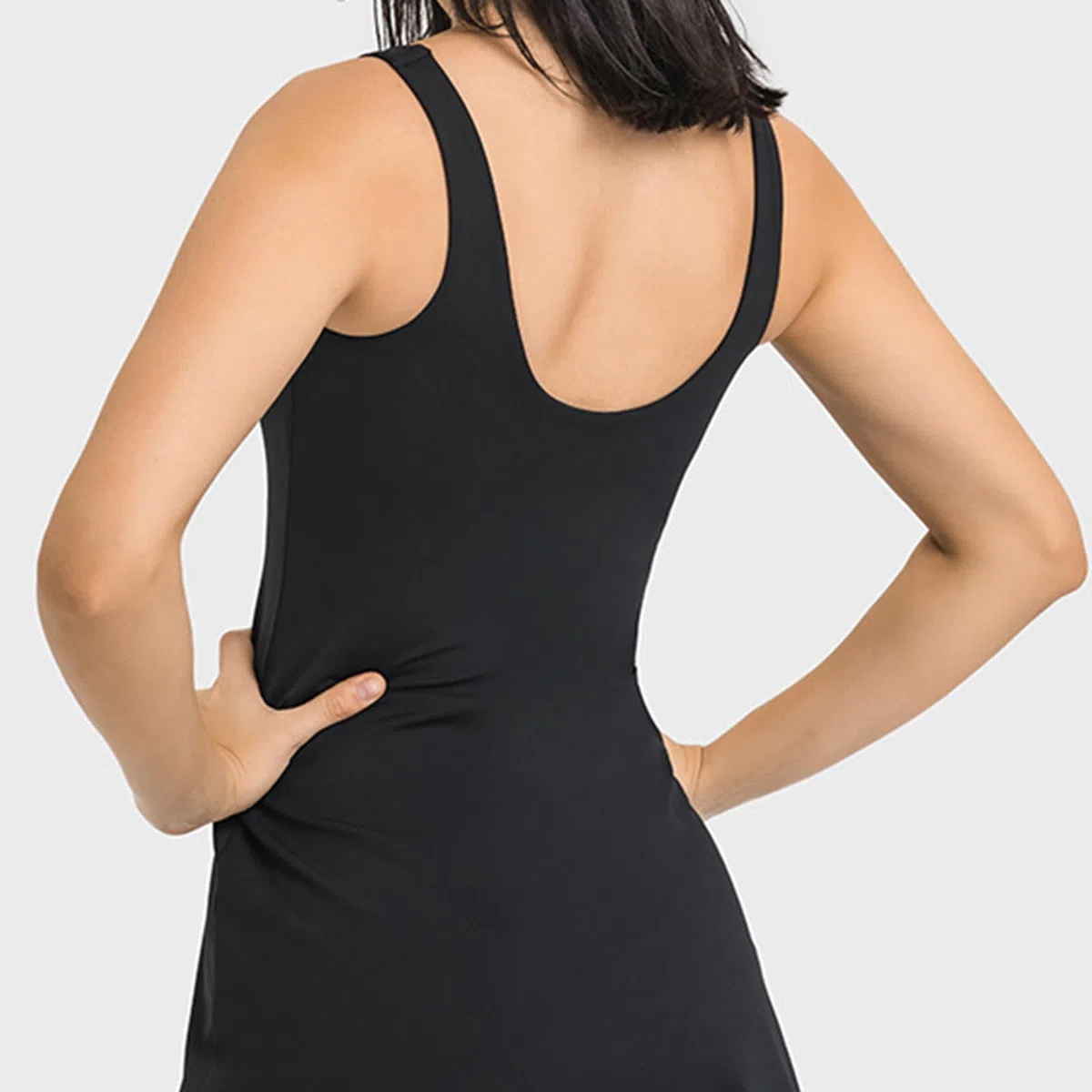 Abito sportivo da donna, traspirante, leggero, senza pieghe, con scollo a U