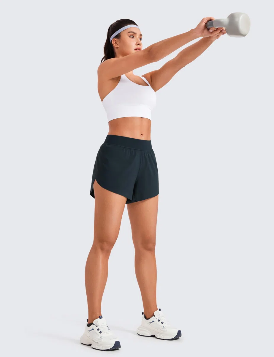 CRZ YOGA Pantaloncini da Corsa a Vita Alta con Spacco Alto, Asciugatura Rapida