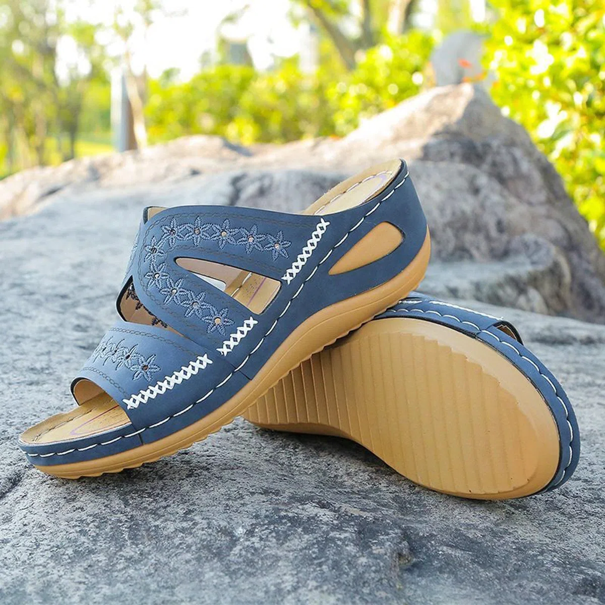 HAOLEI Sandali Ortopedici Donna Sandali Trekking Estive Ciabatte Donna Comodi da Spiaggia a Fondo Spesso Con Punta Aperta Scarpe Lavabili Sandalo Antiscivolo Traspiranti Sandals Bohemien Con Zeppa