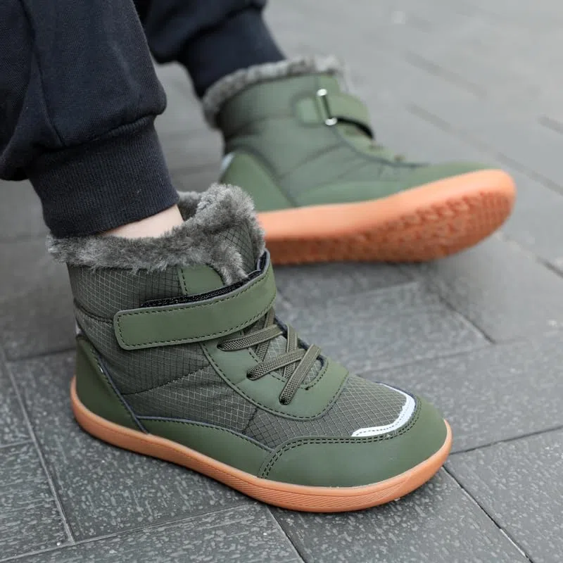 Bambini Barefoot Stivali Invernali con Imbottitura Calda,Bambini Scarpe da Escursione Comode&Antiscivolo,Mid Trekking Shoes Outdoor Unisex-Bambini e Ragazzi Gr.25-36 EU