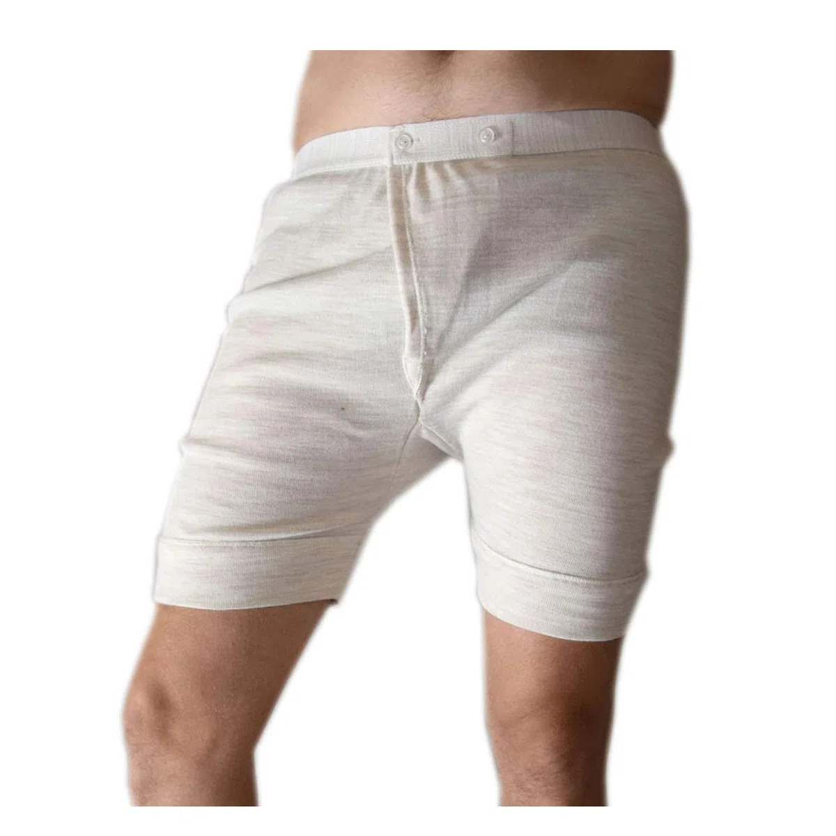 Mutanda a Gamba Corta Uomo in Lana con Bottone Intimo Invernale Funzionali Sottopantaloni Termici