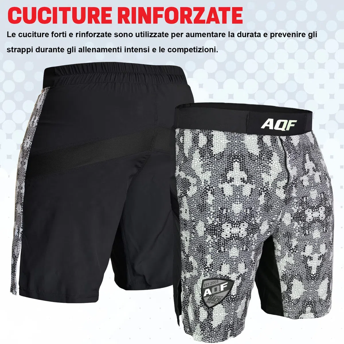 AQF Pantaloncini Uomo, Boxe Pantaloncini, Pantaloncini Uomo Sportivi, Pantaloncini Muay Thai per Boxe Allenamento, MMA UFC Pantaloncino da Lotta in Gabbia Grigio Camo