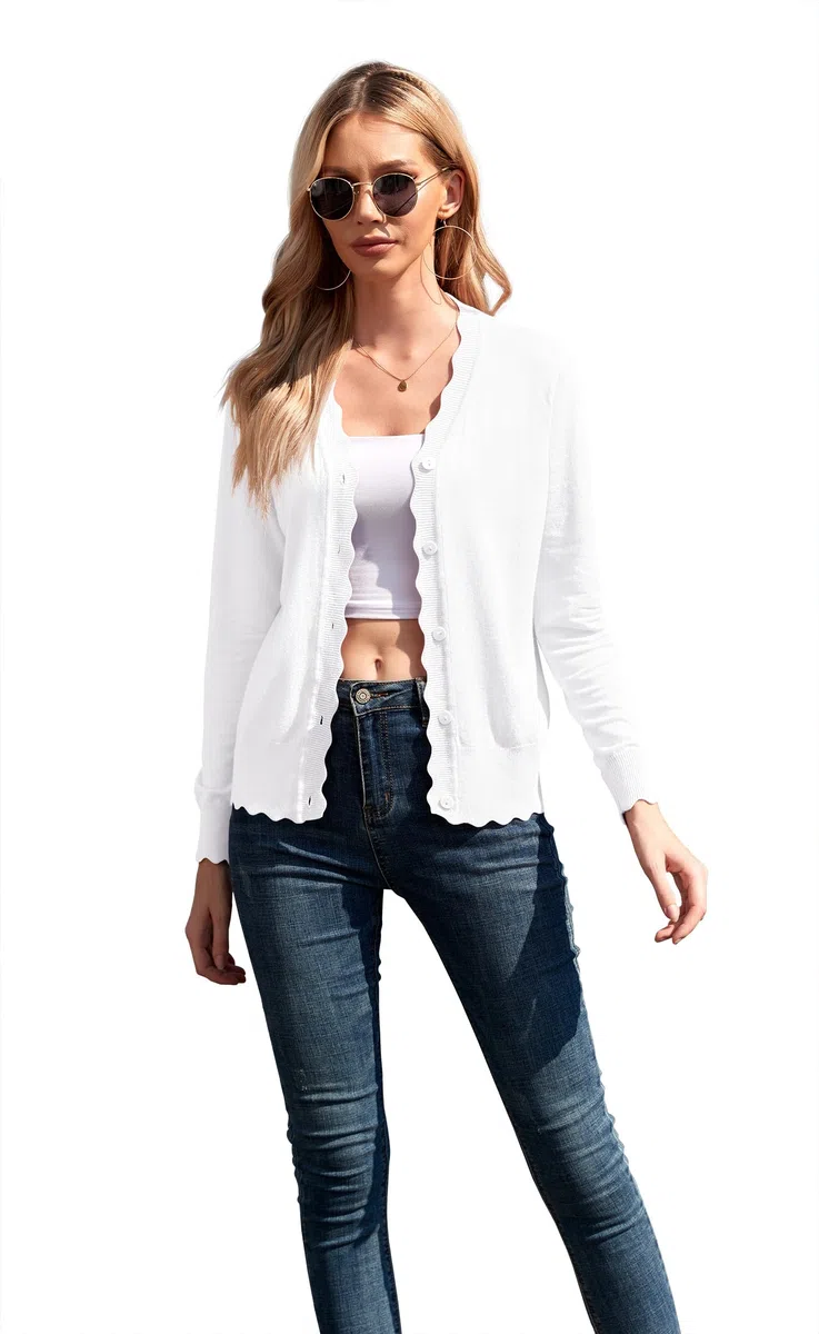 GRECERELLE Cardigan da Donna con Bottoni e Scollo a V Cardigan da Donna in Pizzo Estivo, Leggero ed Elegante